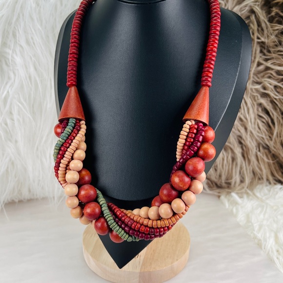 Jewelry - Vintage Multicolor Chunky Bohemian Tribal Chic Beaded Necklace